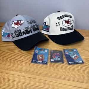 New Era 9Forty LVII 57 Super Bowl Champion KC Kansas City Chiefs 2 Hat 3 Pin Lot
